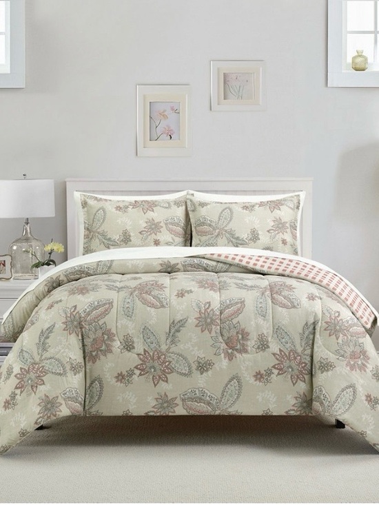 Other - Floral Paisley Comforter Set in Sage and Blush - Home Bedding reversible.